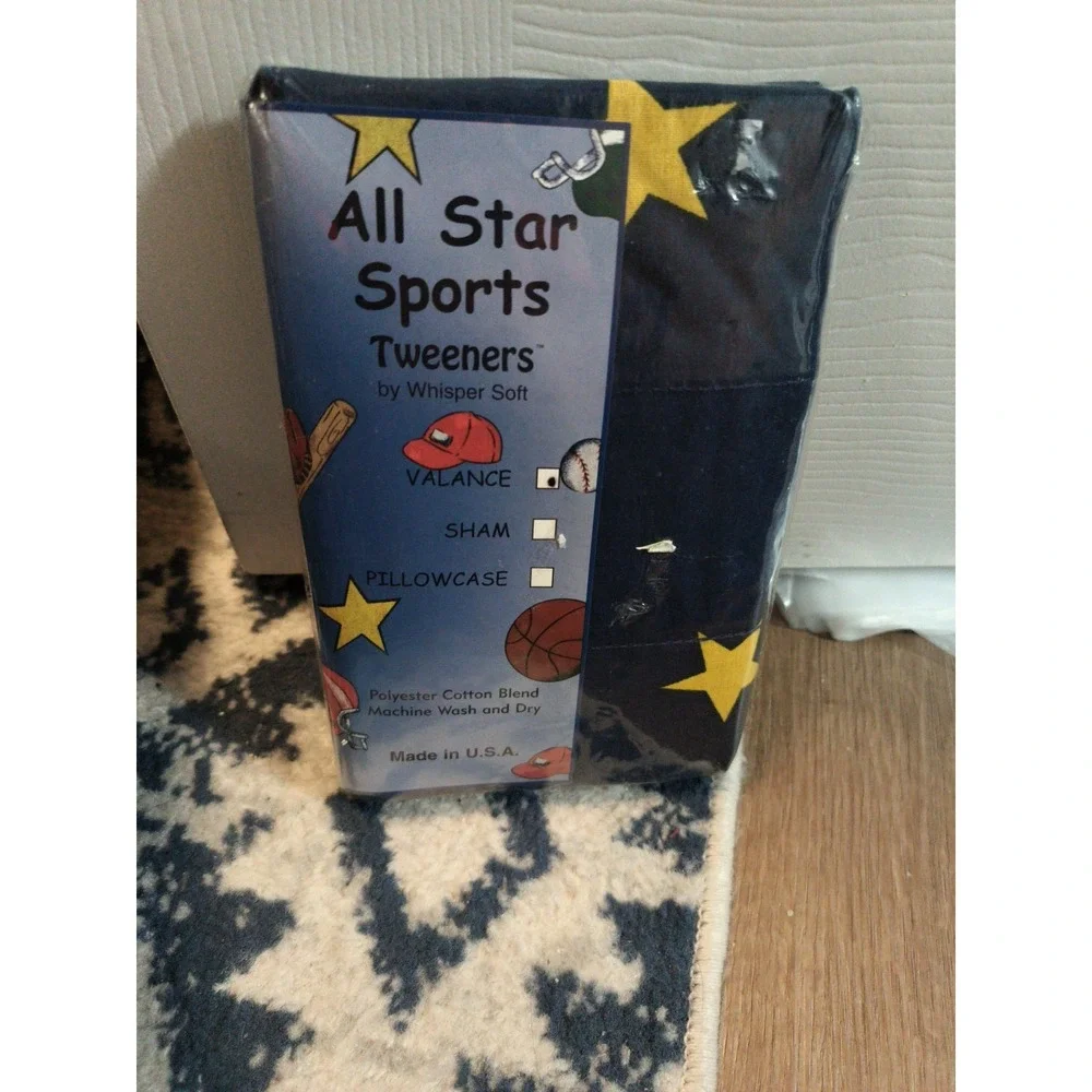 Whisper Soft Mills All Star Sports Tweeners Navy Valance Curtains 81